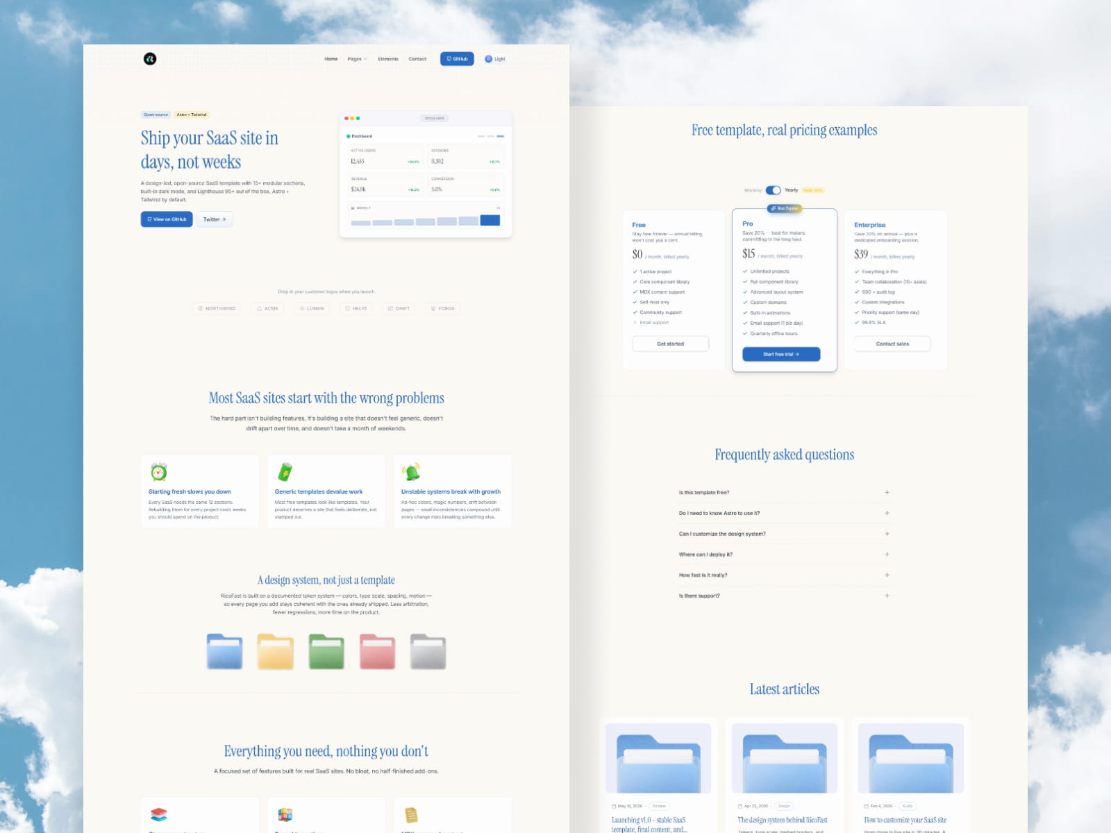 RicoUI SaaS Template 模板封面